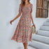 Bohemia Print Dress Women New Summer Midi Dress Puff Sleeve